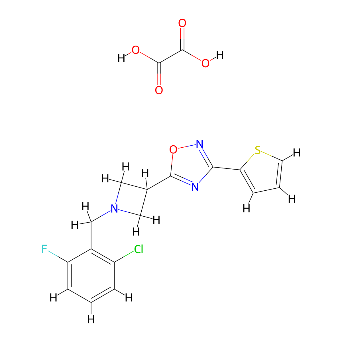 5-(1-(2-Chloro-6-fluorobenzyl)azetidin-3-yl)-3-(thiophen-2-yl)-1,2,4-oxadiazole oxalate molecular structure, CAS 1351649-69-8