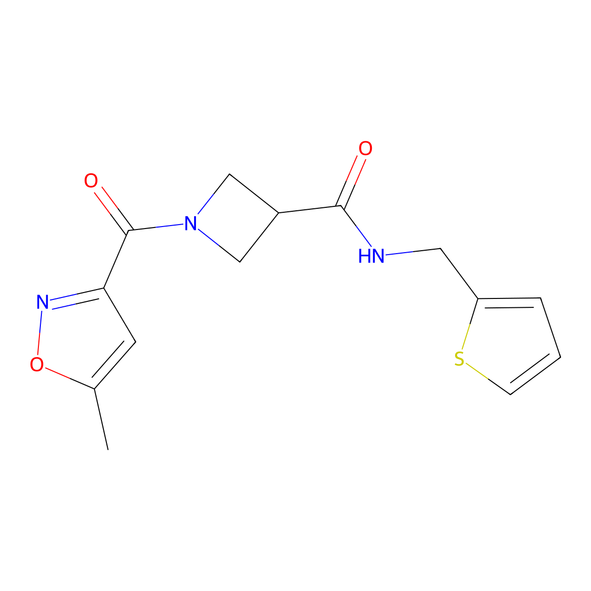 1-(5-methylisoxazole-3-carbonyl)-N-(thiophen-2-ylmethyl)azetidine-3-carboxamide molecular structure, CAS 1351649-74-5