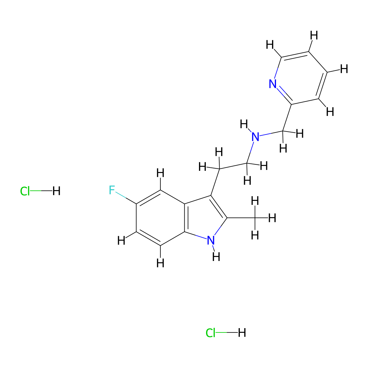 2-(5-fluoro-2-methyl-1H-indol-3-yl)-N-(pyridin-2-ylmethyl)ethanamine dihydrochloride molecular structure, CAS 1351649-82-5