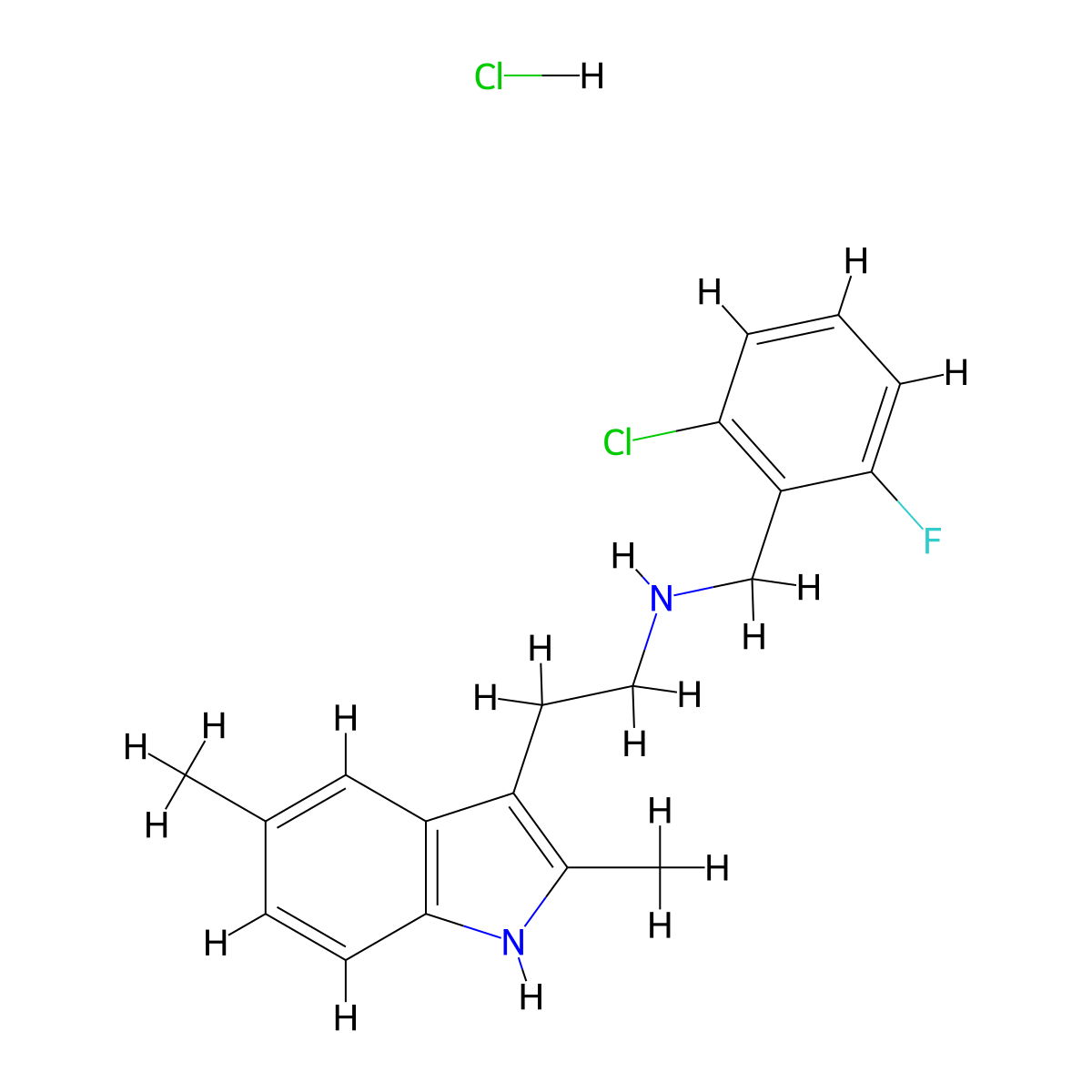 N-(2-chloro-6-fluorobenzyl)-2-(2,5-dimethyl-1H-indol-3-yl)ethanamine hydrochloride molecular structure, CAS 1351649-85-8