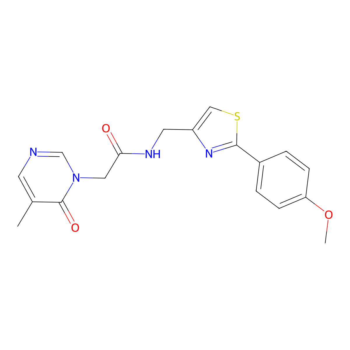 N-{[2-(4-methoxyphenyl)-1,3-thiazol-4-yl]methyl}-2-(5-methyl-6-oxo-1,6-dihydropyrimidin-1-yl)acetamide molecular structure, CAS 1351650-39-9