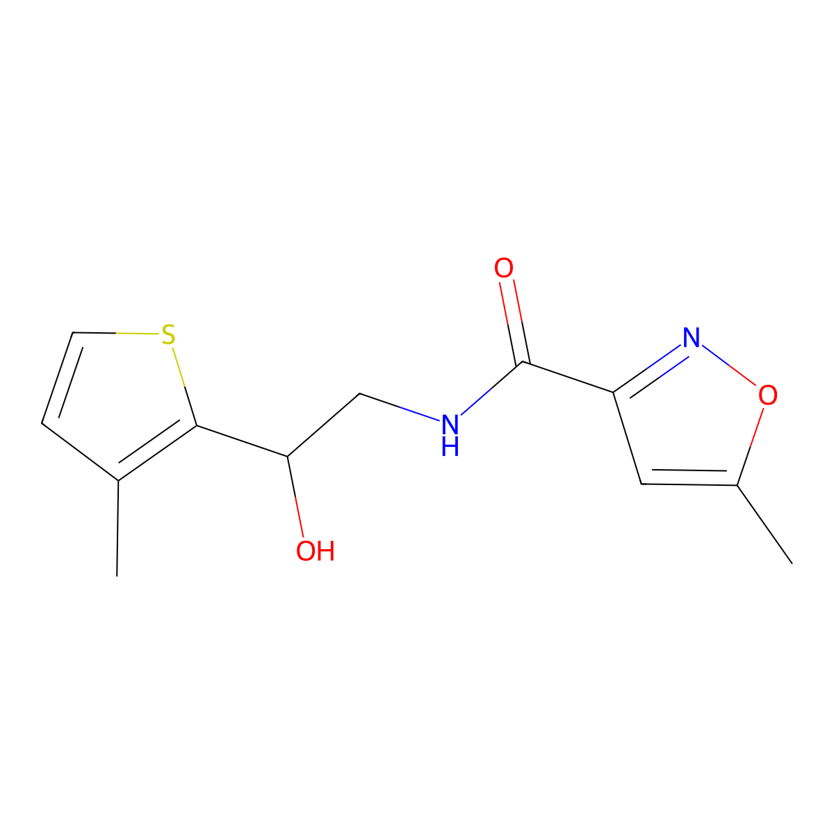 N-(2-hydroxy-2-(3-methylthiophen-2-yl)ethyl)-5-methylisoxazole-3-carboxamide molecular structure, CAS 1351650-49-1