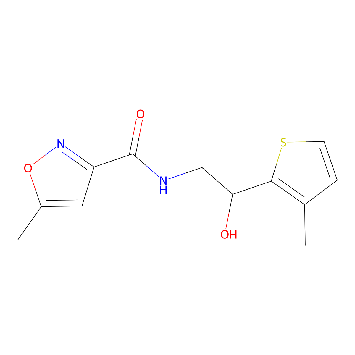 N-(2-hydroxy-2-(3-methylthiophen-2-yl)ethyl)-5-methylisoxazole-3-carboxamide molecular structure, CAS 1351650-49-1