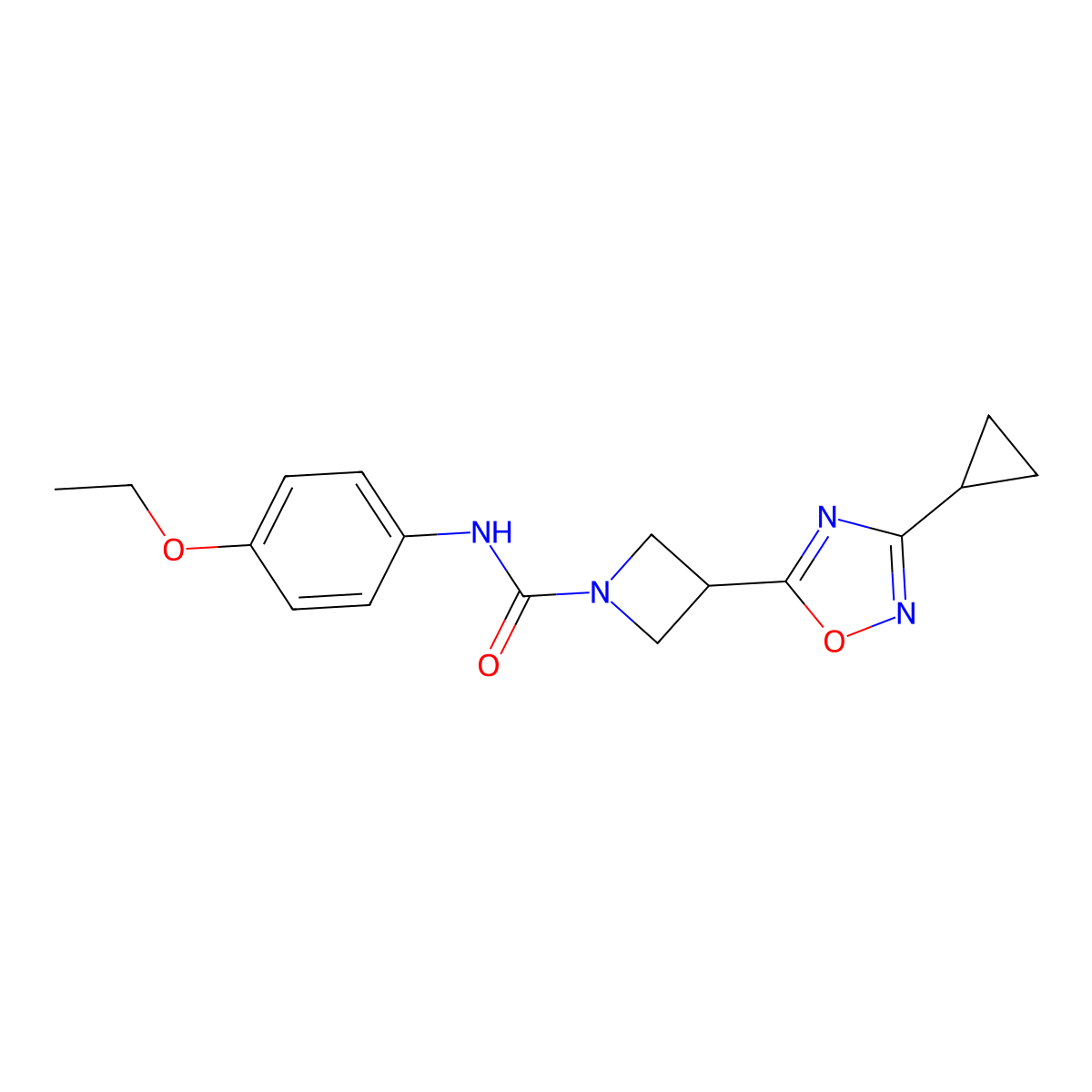 3-(3-cyclopropyl-1,2,4-oxadiazol-5-yl)-N-(4-ethoxyphenyl)azetidine-1-carboxamide molecular structure, CAS 1351650-54-8