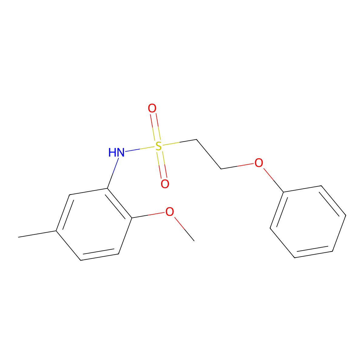 N-(2-methoxy-5-methylphenyl)-2-phenoxyethanesulfonamide molecular structure, CAS 1351650-61-7