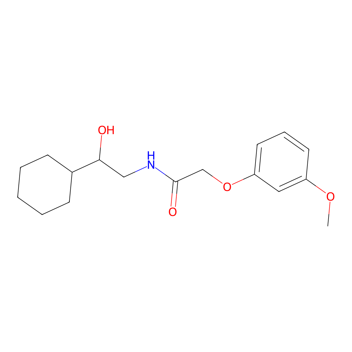 N-(2-cyclohexyl-2-hydroxyethyl)-2-(3-methoxyphenoxy)acetamide molecular structure, CAS 1351650-62-8