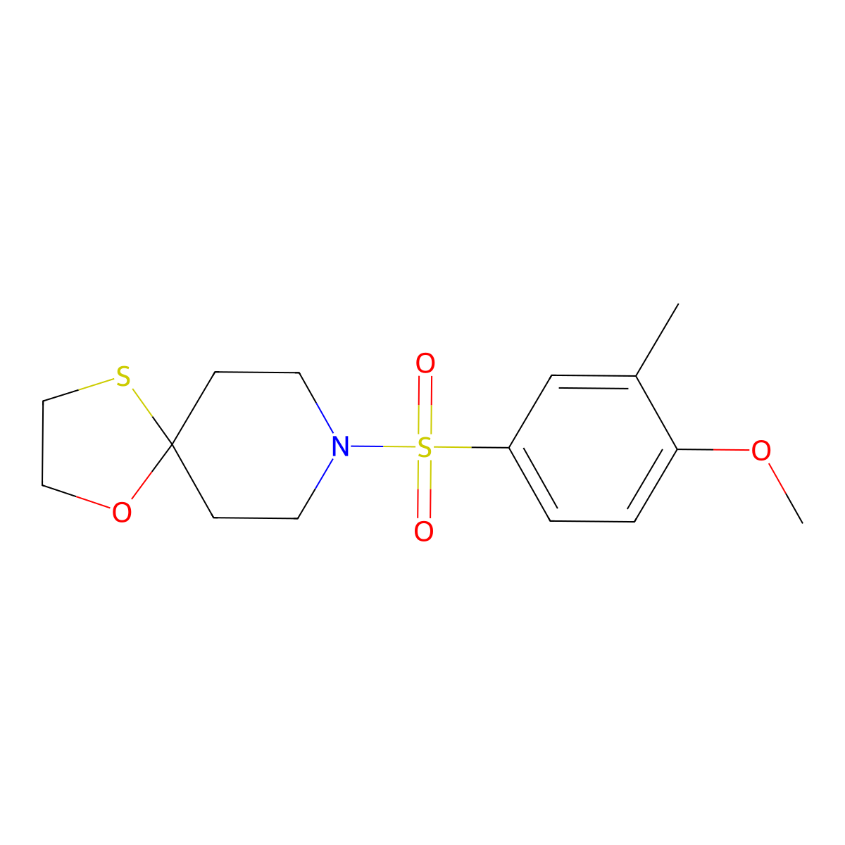 8-((4-Methoxy-3-methylphenyl)sulfonyl)-1-oxa-4-thia-8-azaspiro[4.5]decane molecular structure, CAS 1351650-67-3