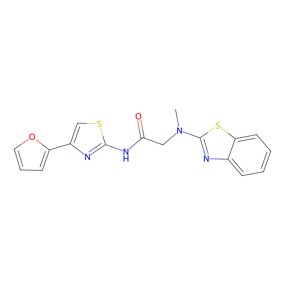 2-(benzo[d]thiazol-2-yl(methyl)amino)-N-(4-(furan-2-yl)thiazol-2-yl)acetamide molecular structure, CAS 1351650-90-2