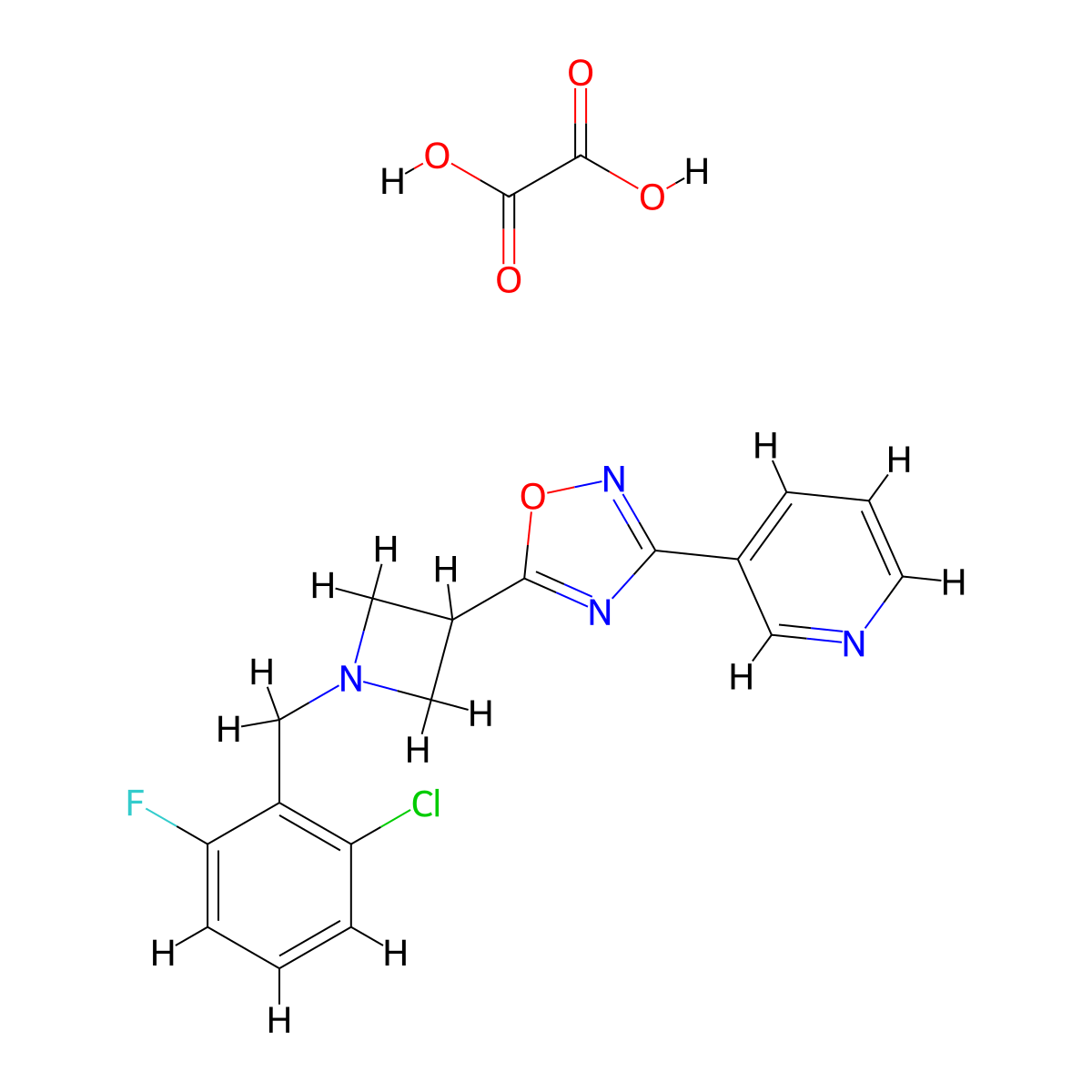 5-(1-(2-Chloro-6-fluorobenzyl)azetidin-3-yl)-3-(pyridin-3-yl)-1,2,4-oxadiazole oxalate molecular structure, CAS 1351650-93-5