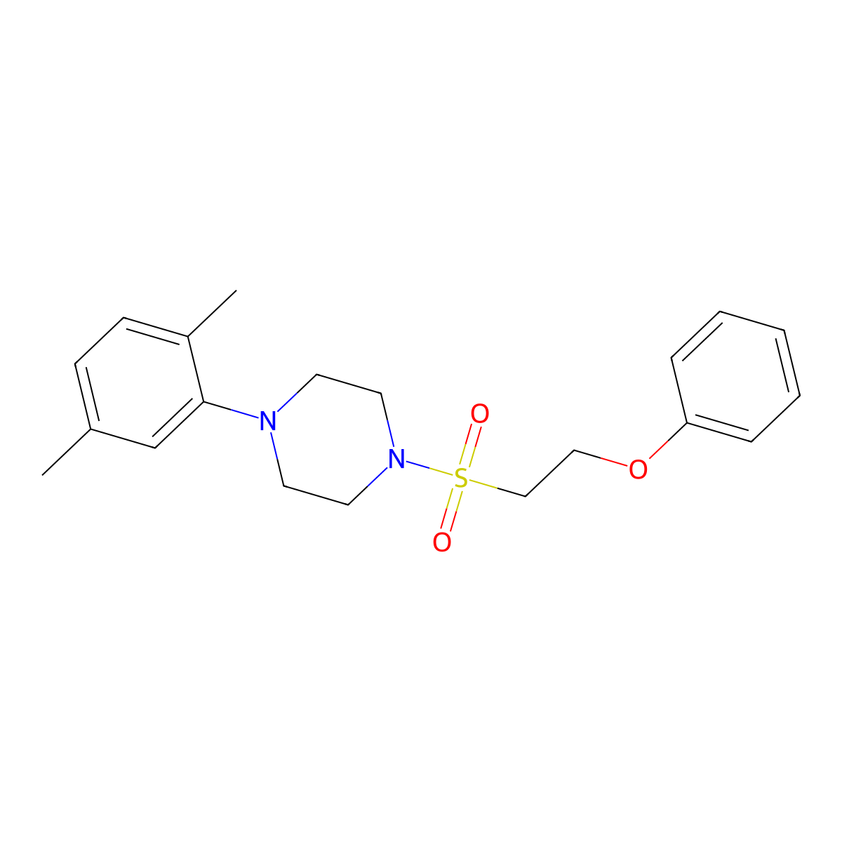 1-(2,5-Dimethylphenyl)-4-((2-phenoxyethyl)sulfonyl)piperazine molecular structure, CAS 1351651-06-3