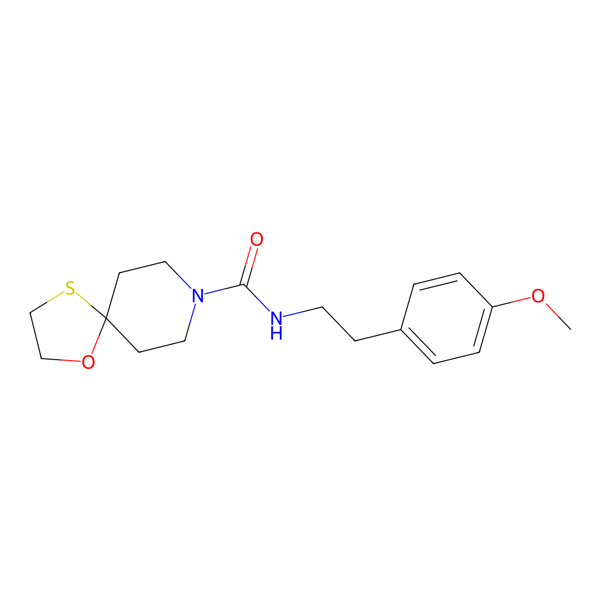 N-(4-methoxyphenethyl)-1-oxa-4-thia-8-azaspiro[4.5]decane-8-carboxamide molecular structure, CAS 1351651-07-4