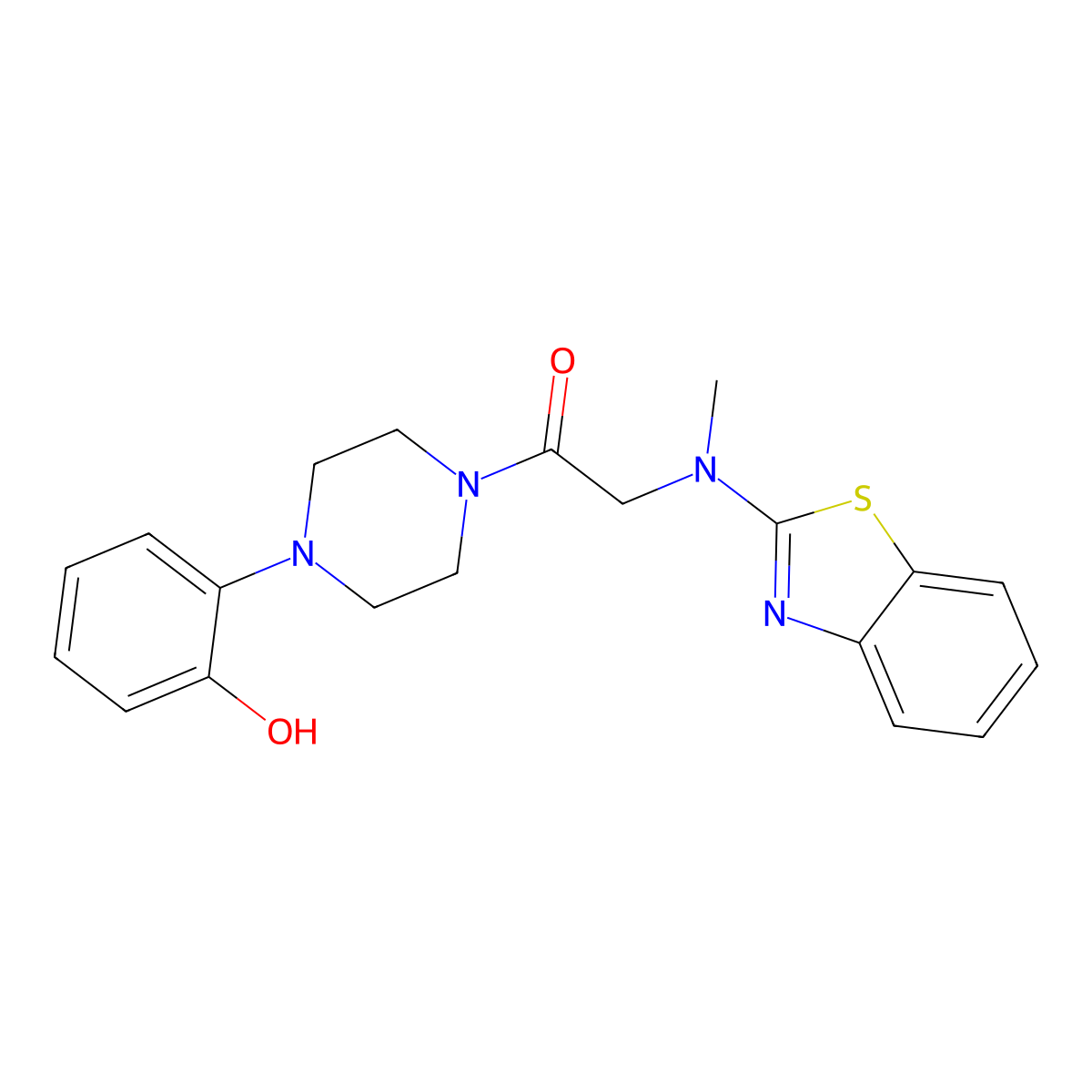 2-(Benzo[d]thiazol-2-yl(methyl)amino)-1-(4-(2-hydroxyphenyl)piperazin-1-yl)ethanone molecular structure, CAS 1351651-24-5