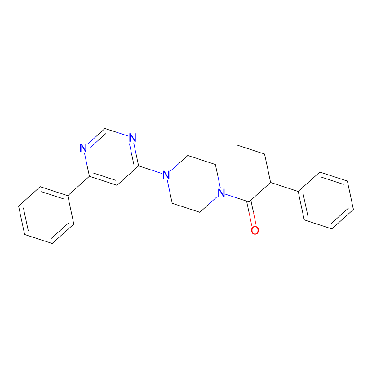 2-Phenyl-1-[4-(6-phenylpyrimidin-4-yl)piperazin-1-yl]butan-1-one molecular structure, CAS 1351651-27-8