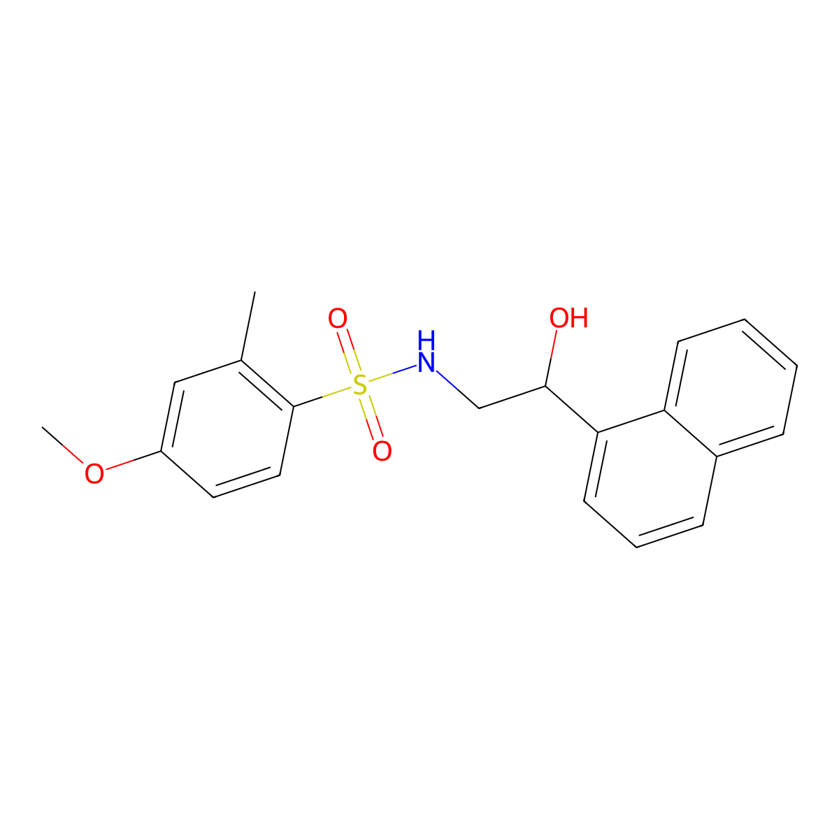 N-(2-hydroxy-2-(naphthalen-1-yl)ethyl)-4-methoxy-2-methylbenzenesulfonamide molecular structure, CAS 1351651-28-9