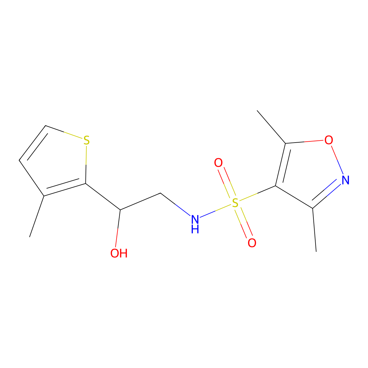 N-(2-hydroxy-2-(3-methylthiophen-2-yl)ethyl)-3,5-dimethylisoxazole-4-sulfonamide molecular structure, CAS 1351651-32-5