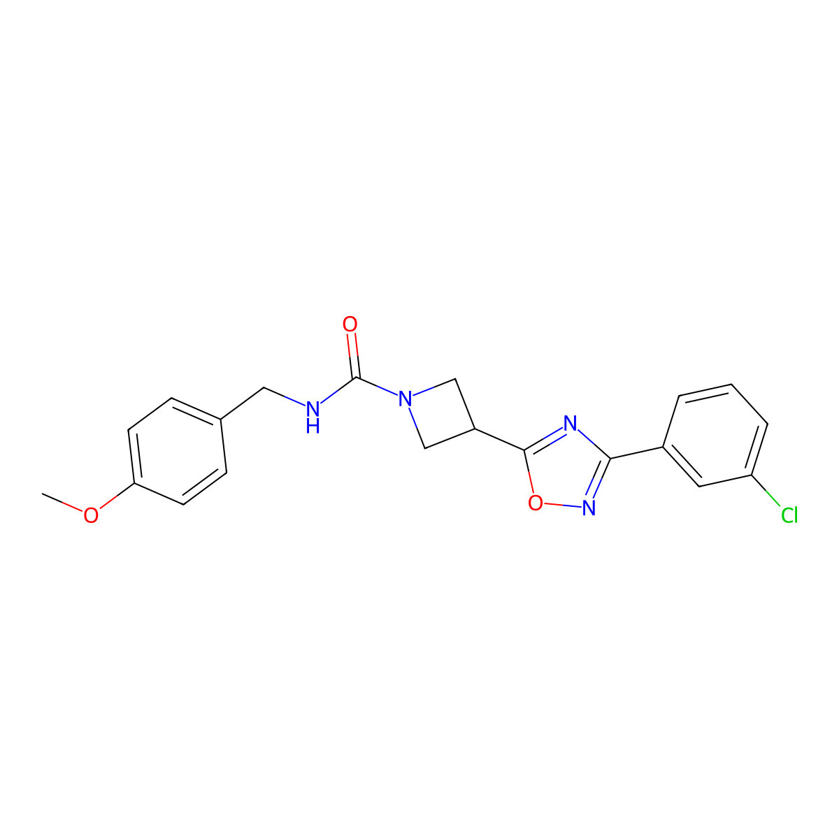 3-(3-(3-chlorophenyl)-1,2,4-oxadiazol-5-yl)-N-(4-methoxybenzyl)azetidine-1-carboxamide molecular structure, CAS 1351651-38-1
