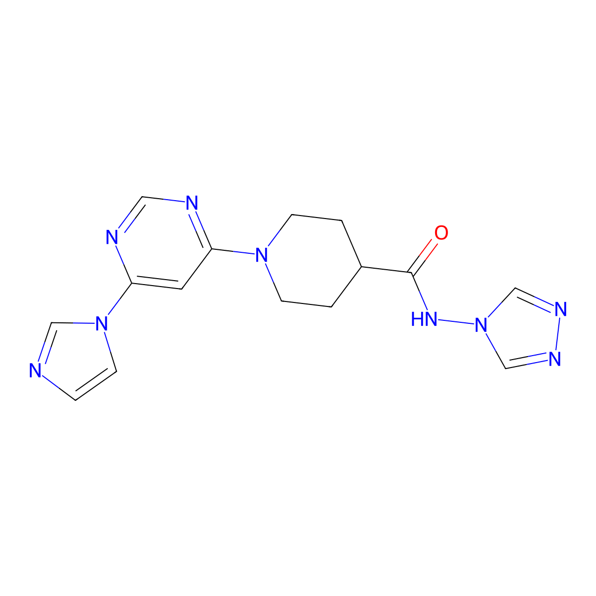 1-(6-(1H-imidazol-1-yl)pyrimidin-4-yl)-N-(4H-1,2,4-triazol-4-yl)piperidine-4-carboxamide molecular structure, CAS 1351651-56-3