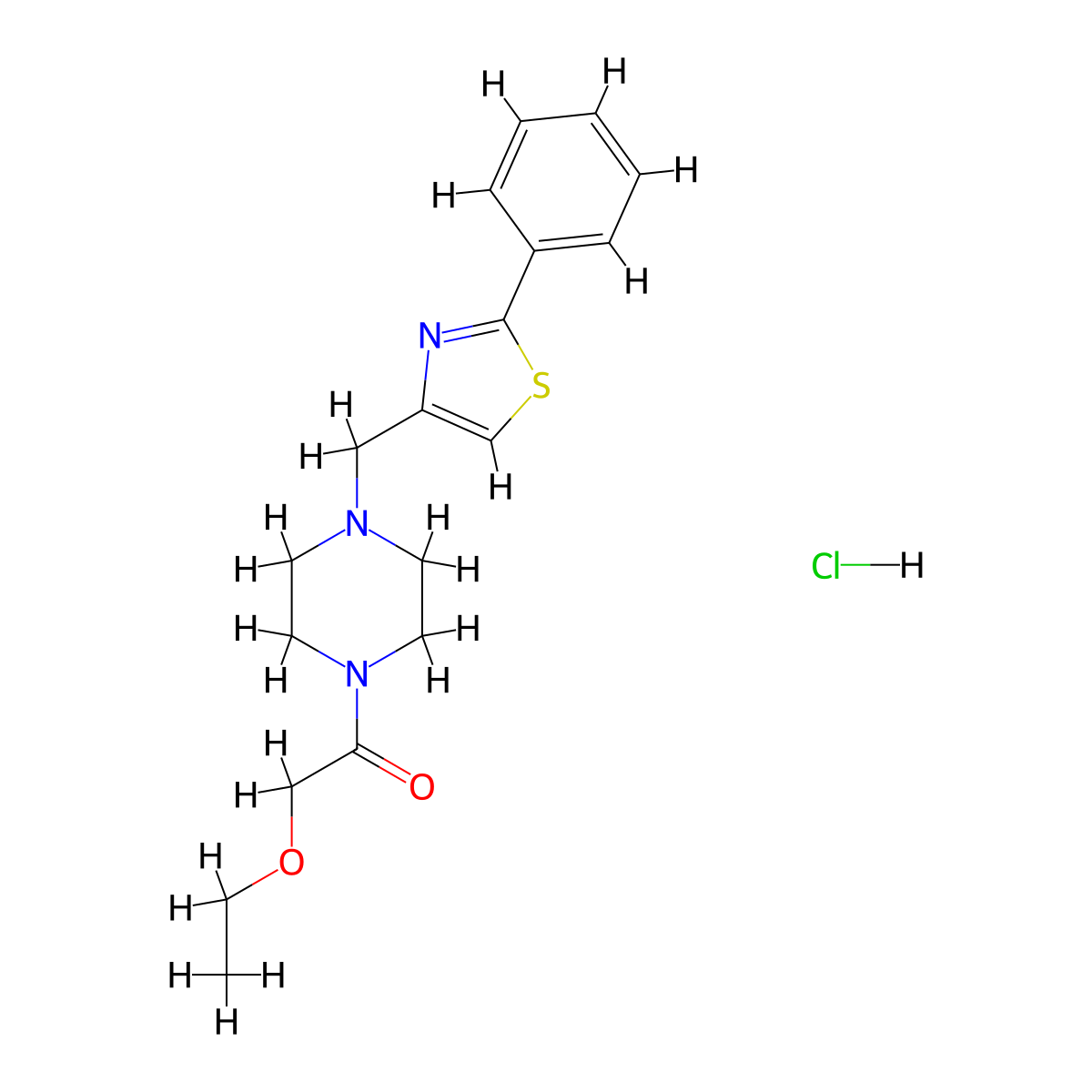 2-Ethoxy-1-(4-((2-phenylthiazol-4-yl)methyl)piperazin-1-yl)ethanone hydrochloride molecular structure, CAS 1351651-59-6
