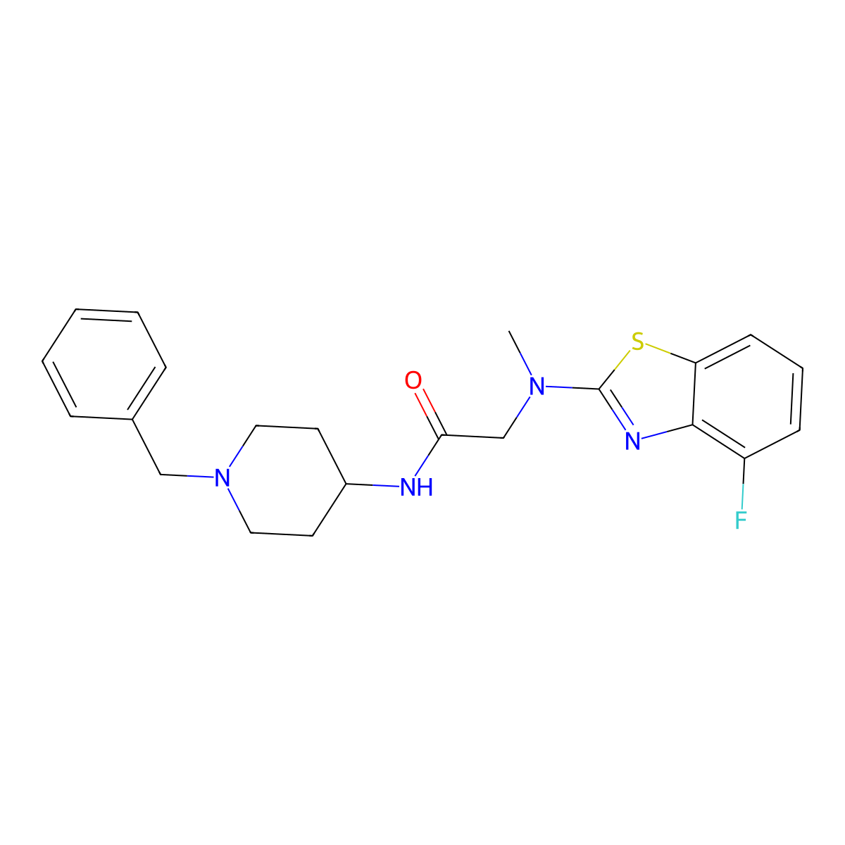 N-(1-benzylpiperidin-4-yl)-2-((4-fluorobenzo[d]thiazol-2-yl)(methyl)amino)acetamide molecular structure, CAS 1351651-62-1