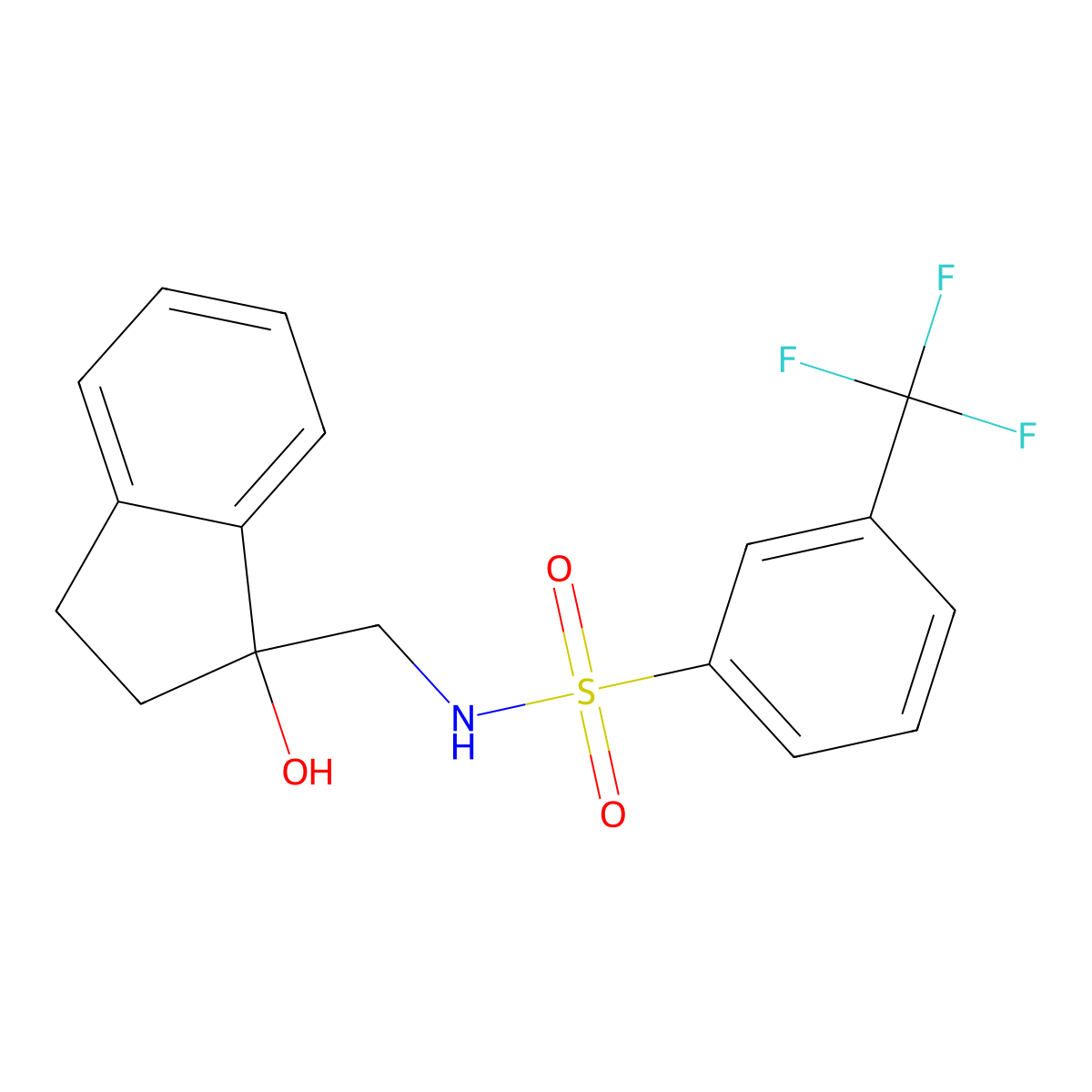 N-((1-hydroxy-2,3-dihydro-1H-inden-1-yl)methyl)-3-(trifluoromethyl)benzenesulfonamide molecular structure, CAS 1351651-70-1