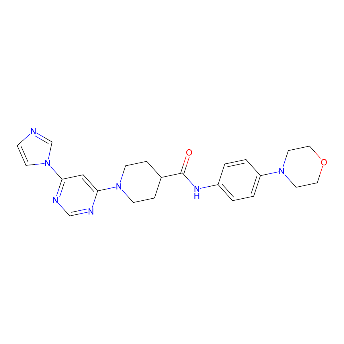 1-(6-(1H-imidazol-1-yl)pyrimidin-4-yl)-N-(4-morpholinophenyl)piperidine-4-carboxamide molecular structure, CAS 1351651-74-5