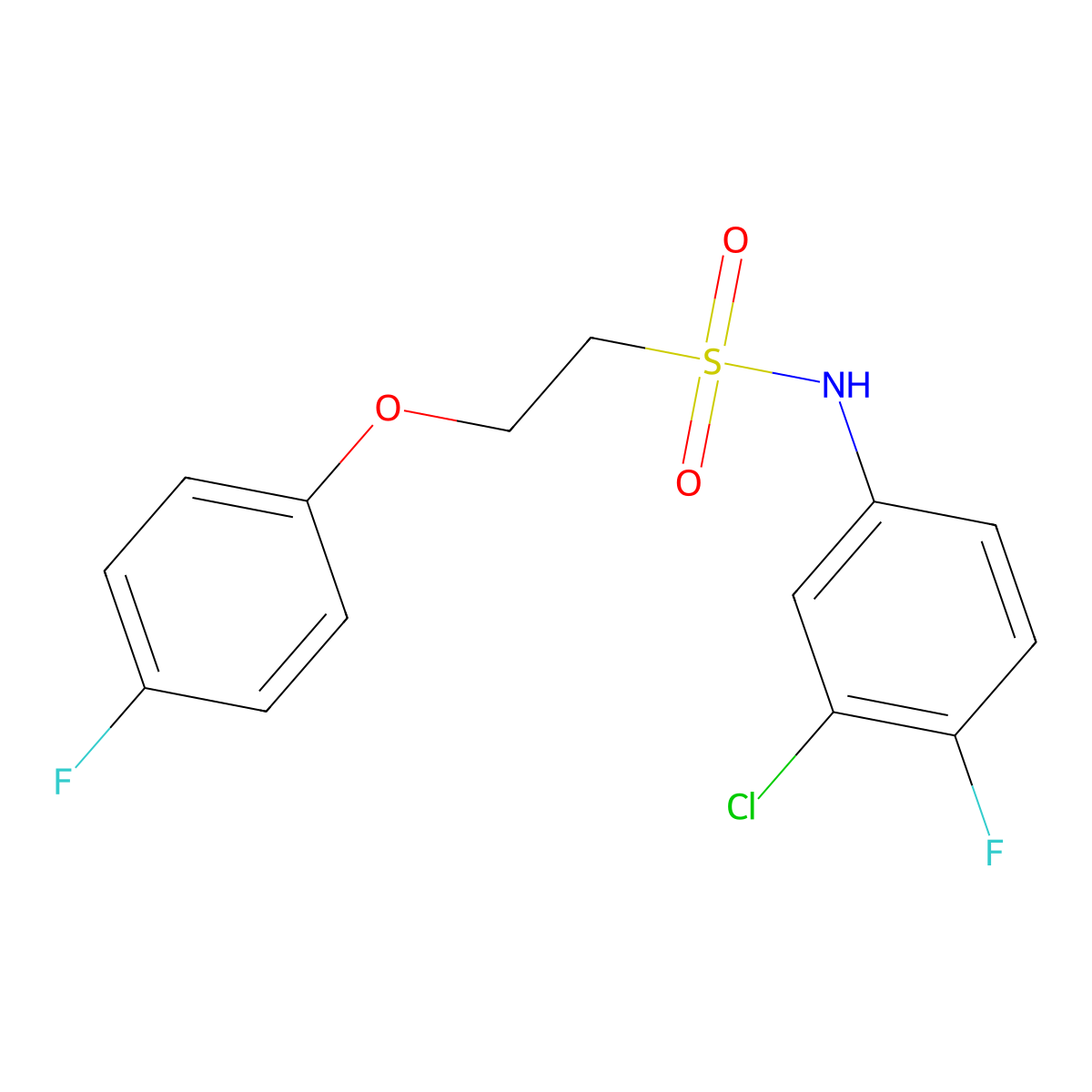 N-(3-chloro-4-fluorophenyl)-2-(4-fluorophenoxy)ethanesulfonamide molecular structure, CAS 1351651-83-6