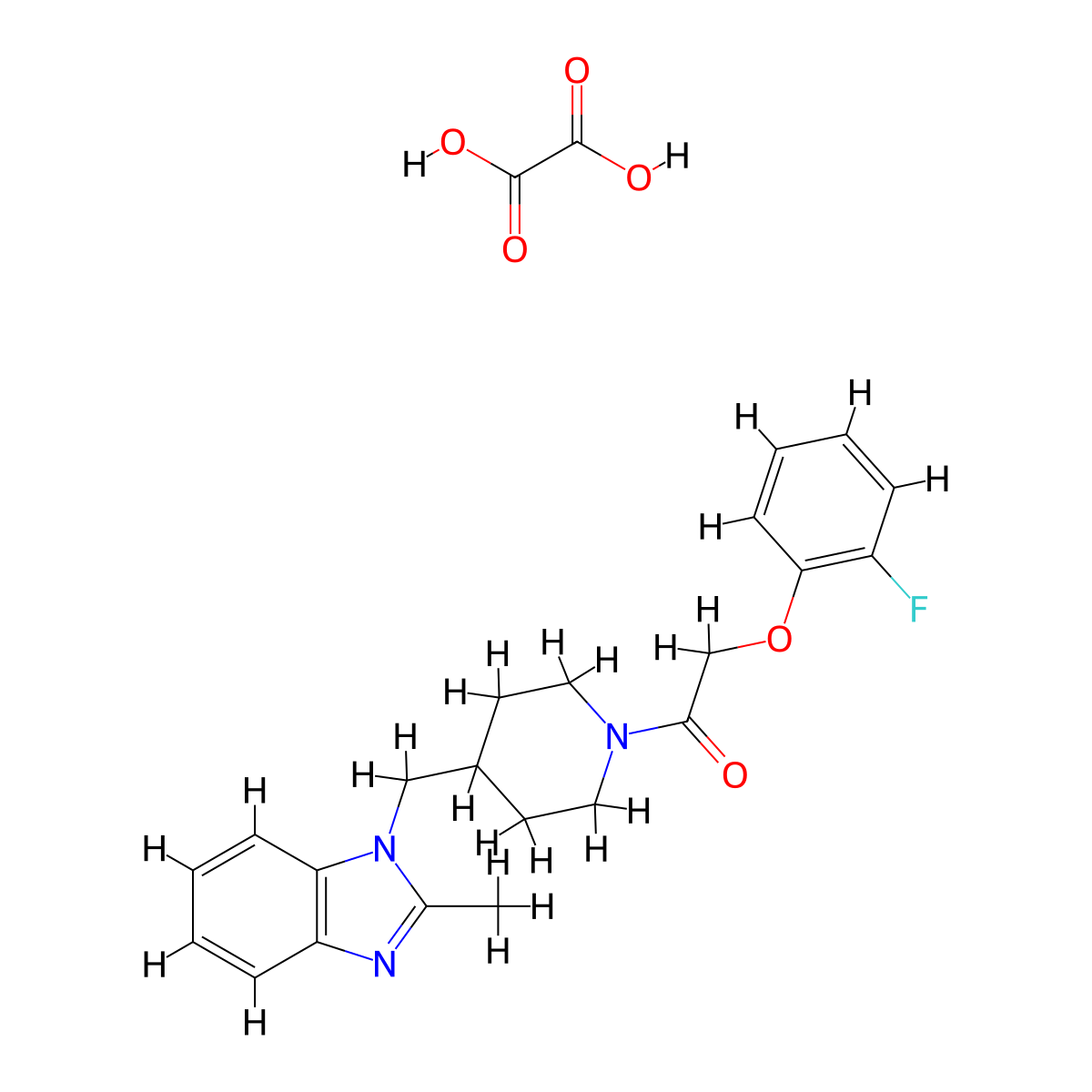 2-(2-fluorophenoxy)-1-(4-((2-methyl-1H-benzo[d]imidazol-1-yl)methyl)piperidin-1-yl)ethanone oxalate molecular structure, CAS 1351651-94-9