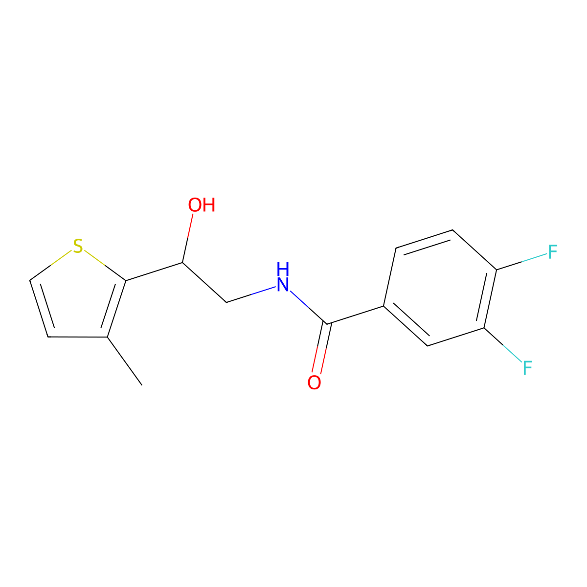 3,4-difluoro-N-[2-hydroxy-2-(3-methylthiophen-2-yl)ethyl]benzamide molecular structure, CAS 1351652-33-9