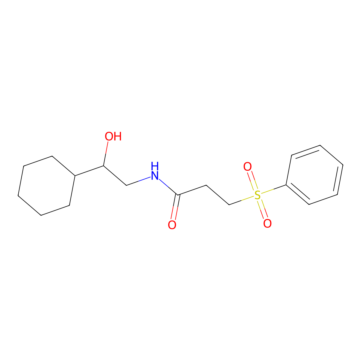 N-(2-cyclohexyl-2-hydroxyethyl)-3-(phenylsulfonyl)propanamide molecular structure, CAS 1351652-66-8