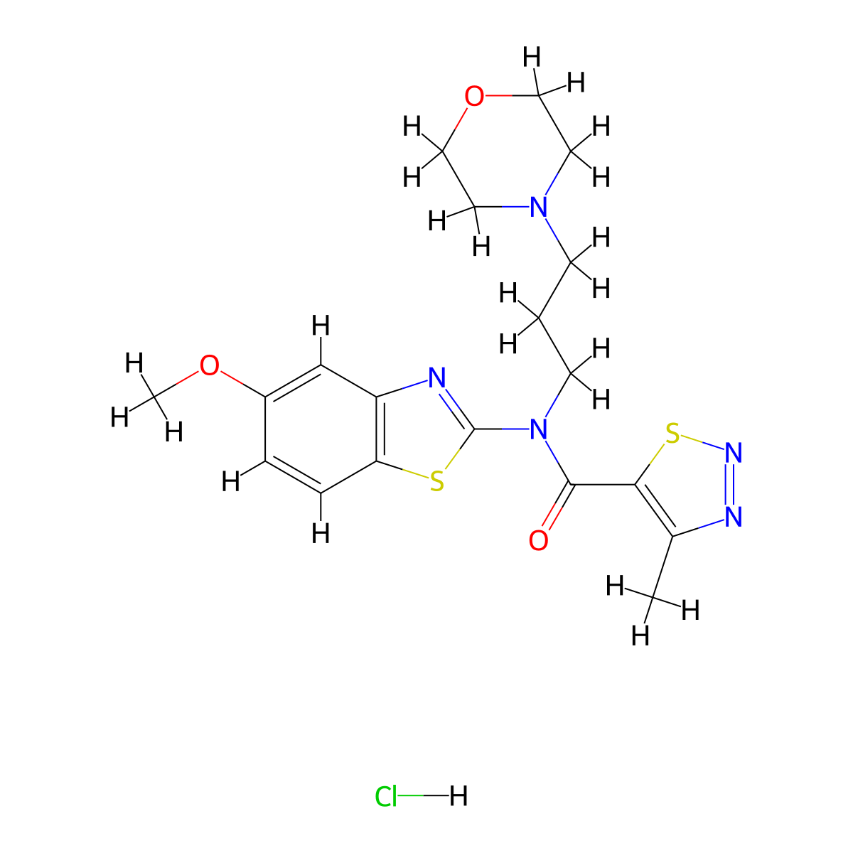 N-(5-methoxybenzo[d]thiazol-2-yl)-4-methyl-N-(3-morpholinopropyl)-1,2,3-thiadiazole-5-carboxamide hydrochloride molecular structure, CAS 1351652-83-9