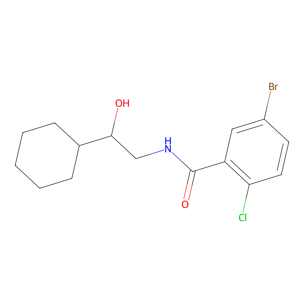 5-bromo-2-chloro-N-(2-cyclohexyl-2-hydroxyethyl)benzamide molecular structure, CAS 1351652-89-5