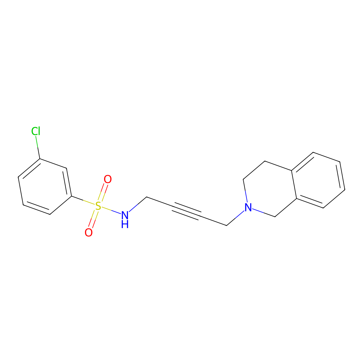 3-chloro-N-(4-(3,4-dihydroisoquinolin-2(1H)-yl)but-2-yn-1-yl)benzenesulfonamide molecular structure, CAS 1351653-20-7