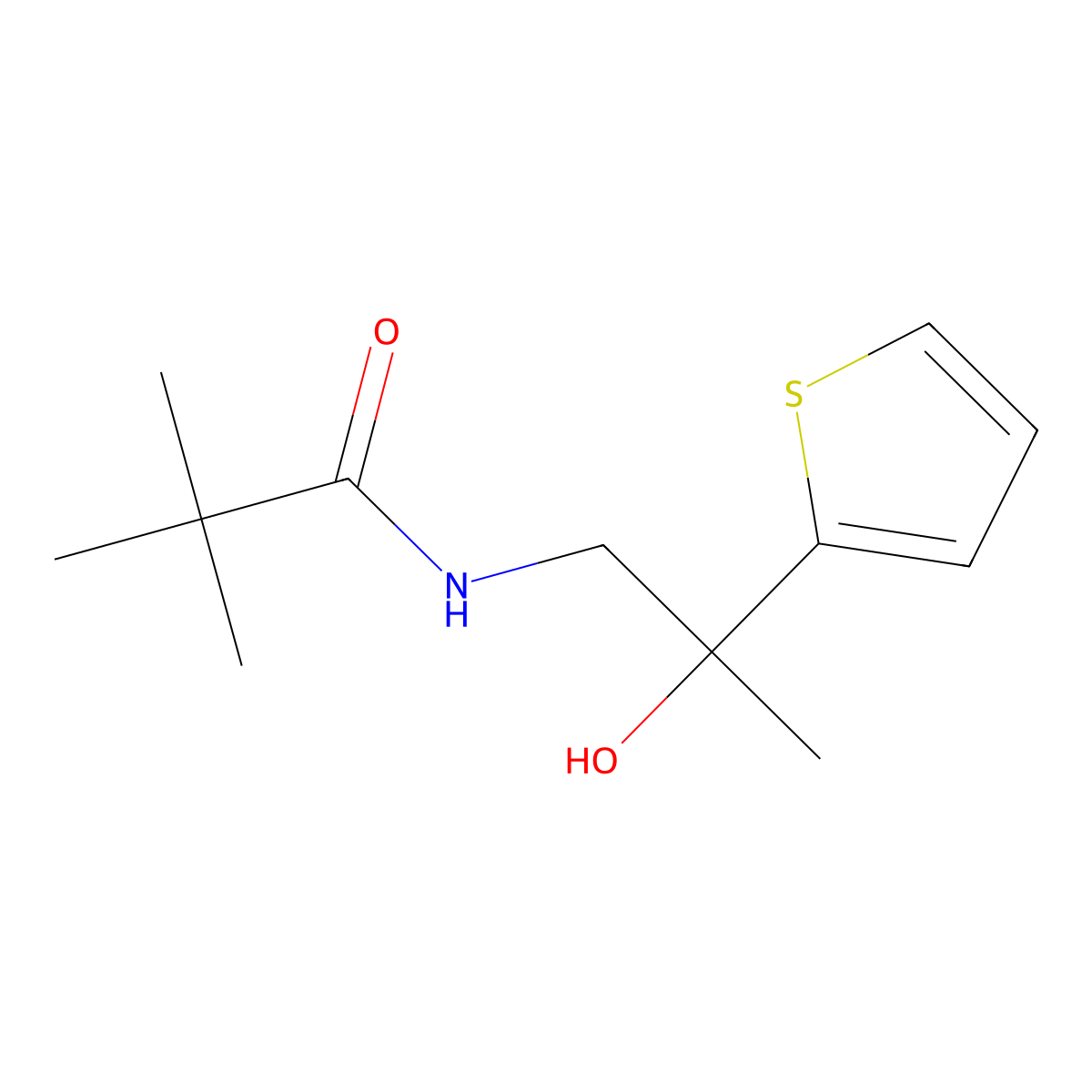 N-(2-hydroxy-2-(thiophen-2-yl)propyl)pivalamide molecular structure, CAS 1351653-30-9