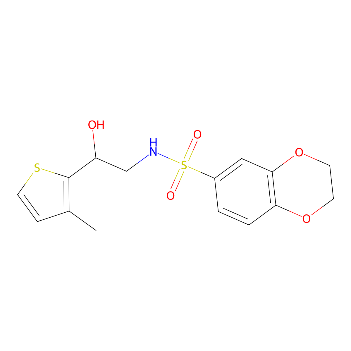 N-(2-hydroxy-2-(3-methylthiophen-2-yl)ethyl)-2,3-dihydrobenzo[b][1,4]dioxine-6-sulfonamide molecular structure, CAS 1351653-33-2