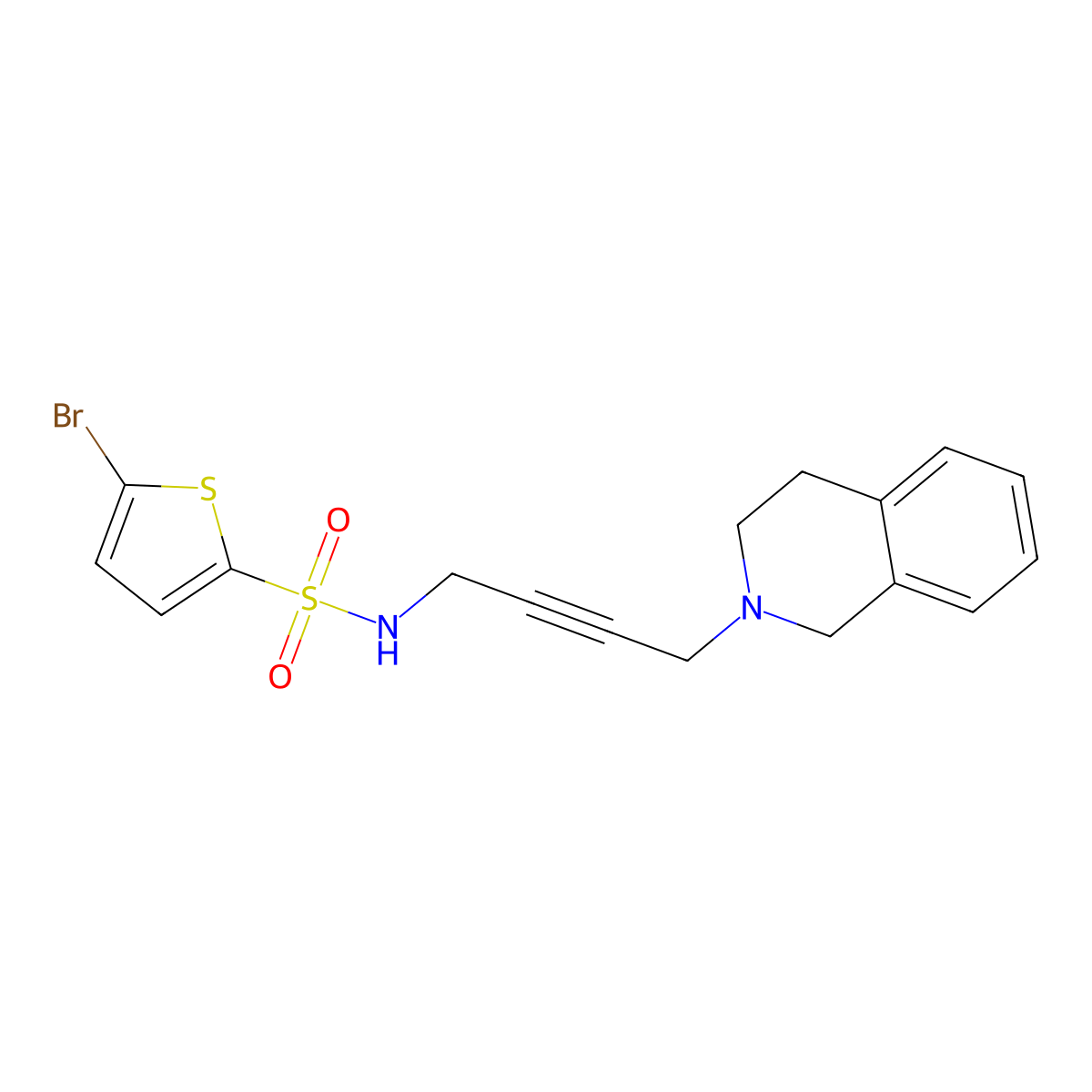 5-bromo-N-(4-(3,4-dihydroisoquinolin-2(1H)-yl)but-2-yn-1-yl)thiophene-2-sulfonamide molecular structure, CAS 1351653-35-4
