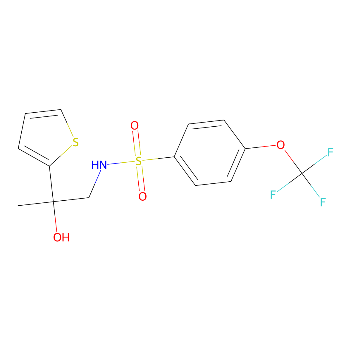 N-(2-hydroxy-2-(thiophen-2-yl)propyl)-4-(trifluoromethoxy)benzenesulfonamide molecular structure, CAS 1351653-49-0