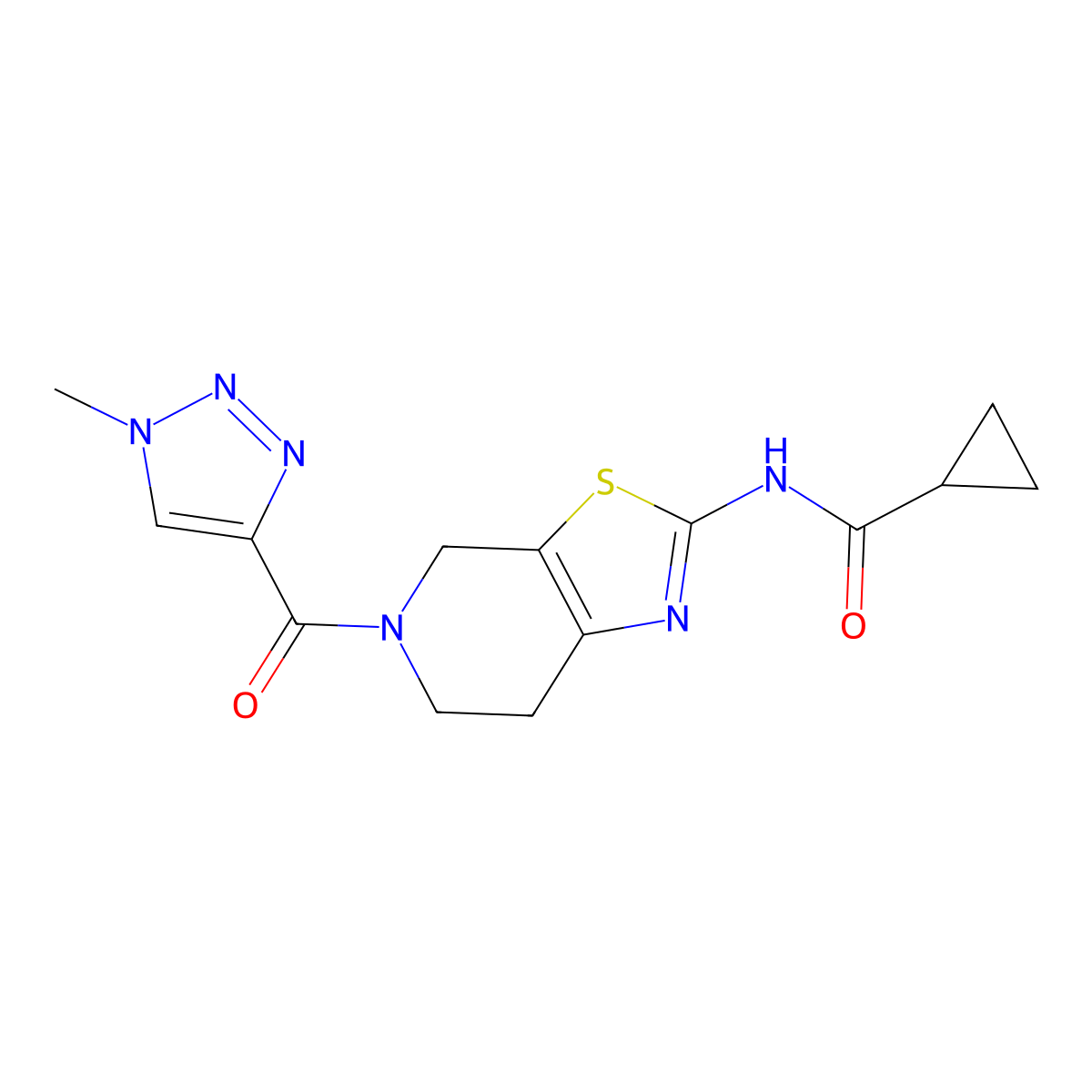 N-(5-(1-methyl-1H-1,2,3-triazole-4-carbonyl)-4,5,6,7-tetrahydrothiazolo[5,4-c]pyridin-2-yl)cyclopropanecarboxamide molecular structure, CAS 1351653-75-2