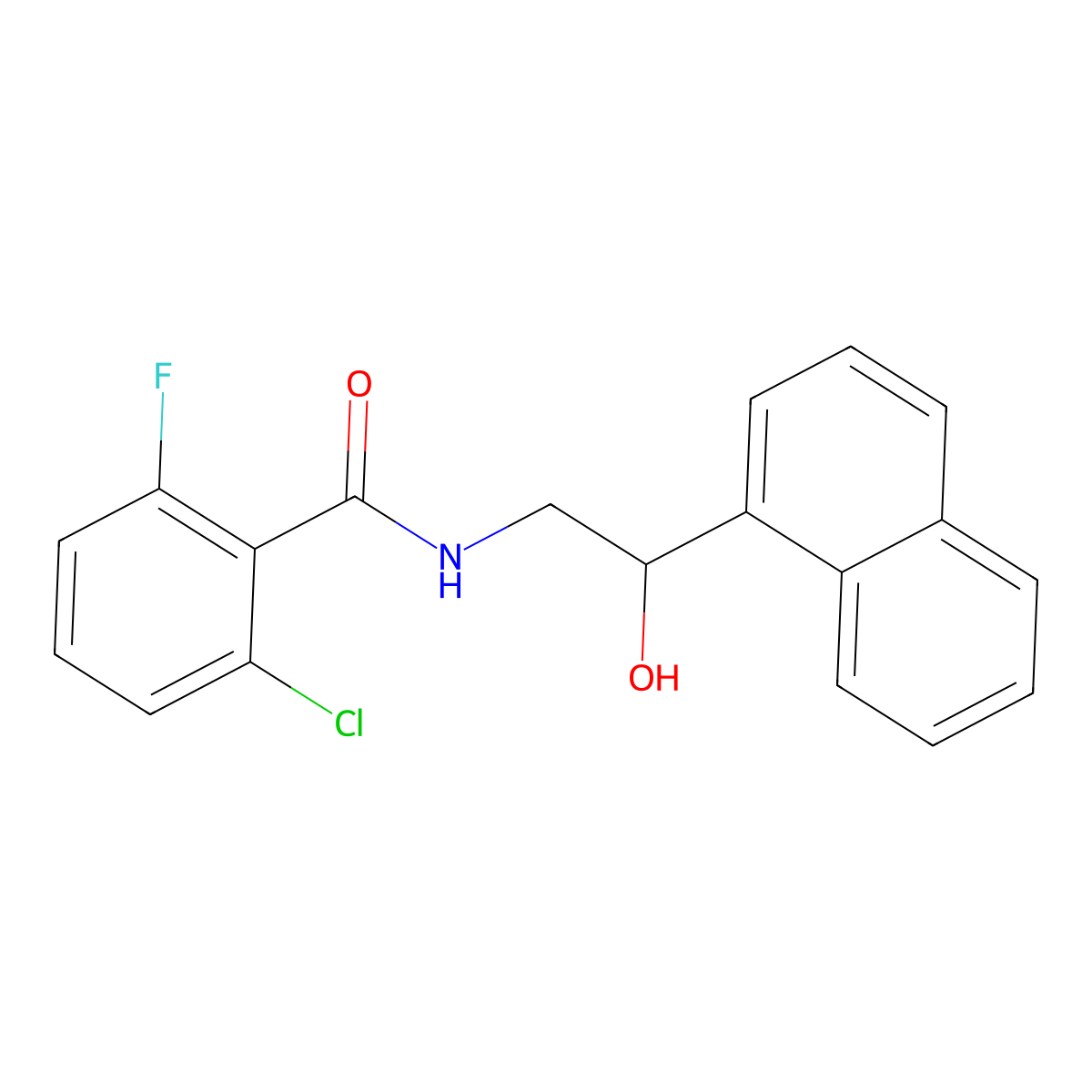 2-chloro-6-fluoro-N-(2-hydroxy-2-(naphthalen-1-yl)ethyl)benzamide molecular structure, CAS 1351654-00-6
