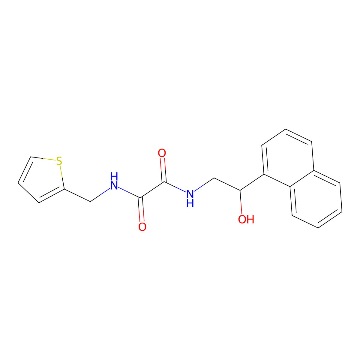 N1-(2-hydroxy-2-(naphthalen-1-yl)ethyl)-N2-(thiophen-2-ylmethyl)oxalamide molecular structure, CAS 1351654-08-4