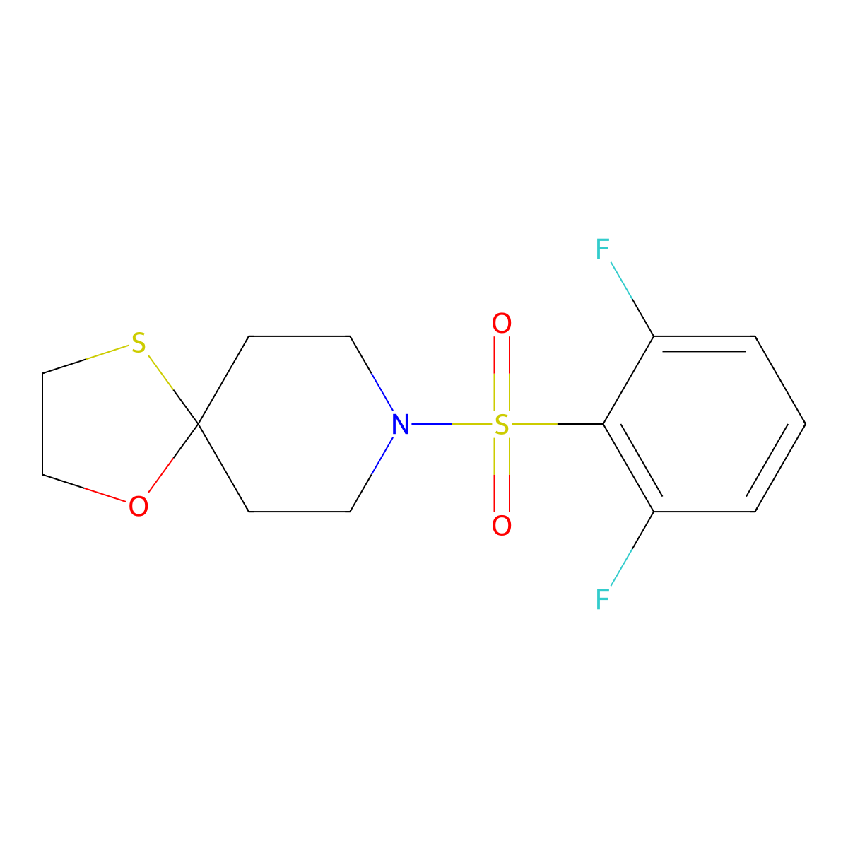 8-((2,6-Difluorophenyl)sulfonyl)-1-oxa-4-thia-8-azaspiro[4.5]decane molecular structure, CAS 1351654-11-9