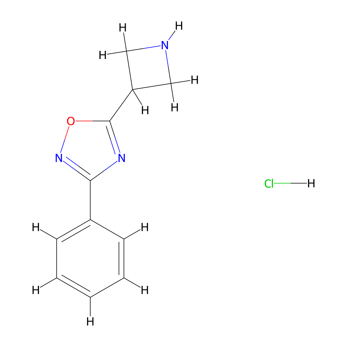 5-Azetidin-3-yl-3-phenyl-1,2,4-oxadiazole hydrochloride molecular structure, CAS 1351654-21-1