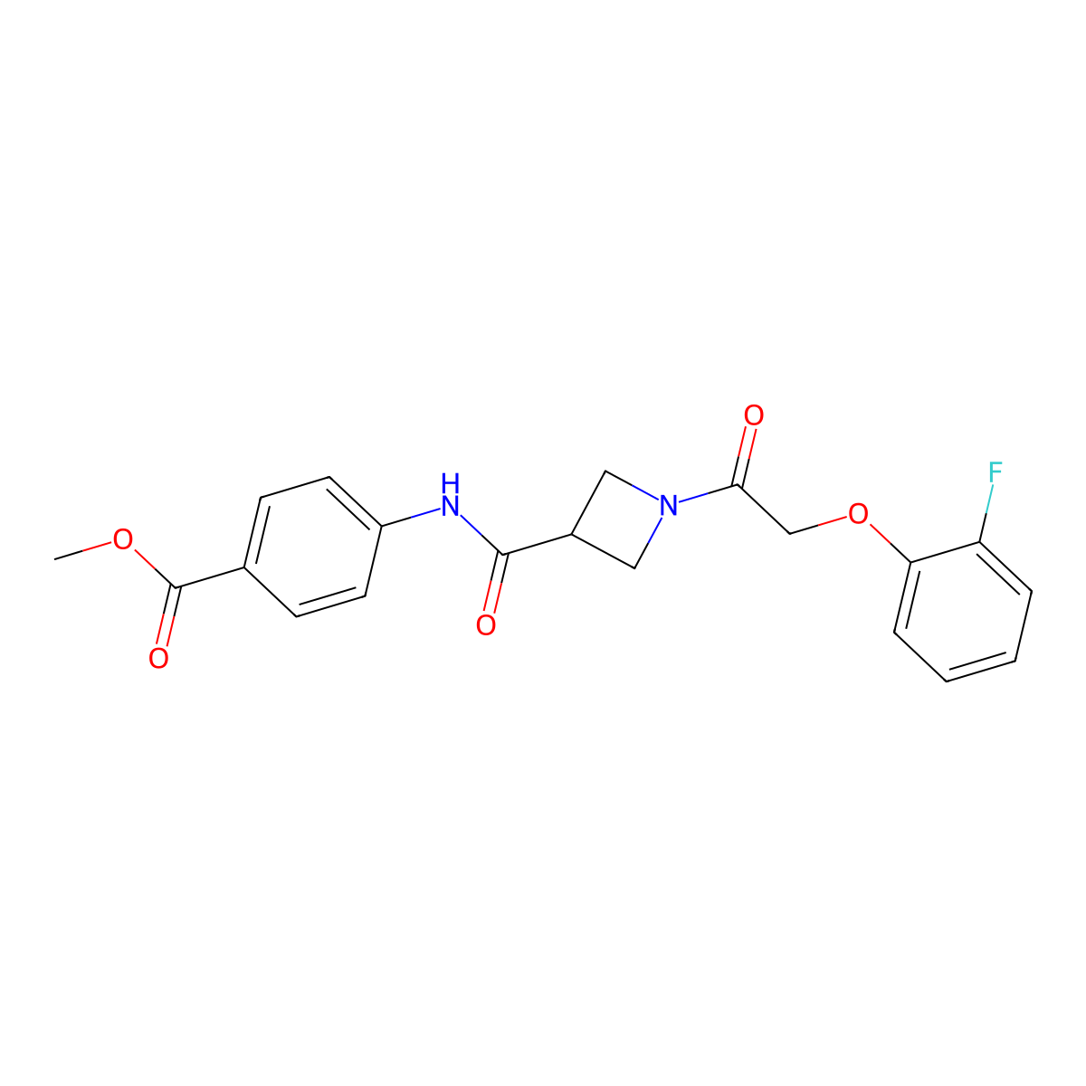 Methyl 4-(1-(2-(2-fluorophenoxy)acetyl)azetidine-3-carboxamido)benzoate molecular structure, CAS 1351654-24-4