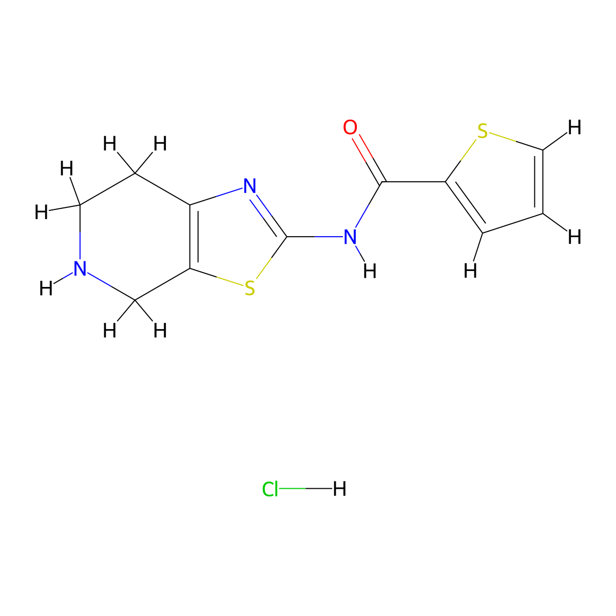 N-(4,5,6,7-tetrahydro[1,3]thiazolo[5,4-c]pyridin-2-yl)thiophene-2-carboxamide hydrochloride molecular structure, CAS 1351654-32-4