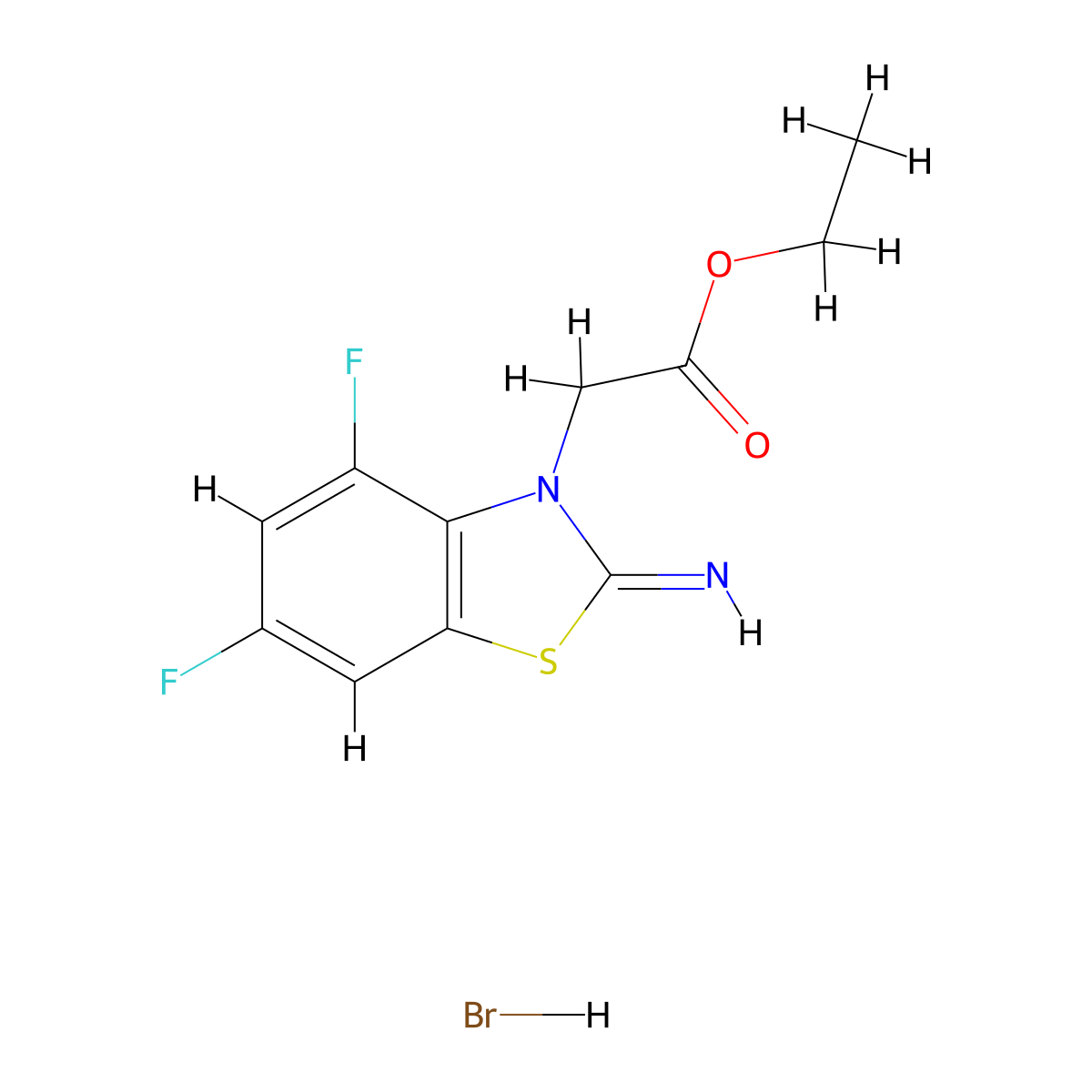 ethyl 2-(4,6-difluoro-2-iminobenzo[d]thiazol-3(2H)-yl)acetate hydrobromide molecular structure, CAS 1351654-38-0