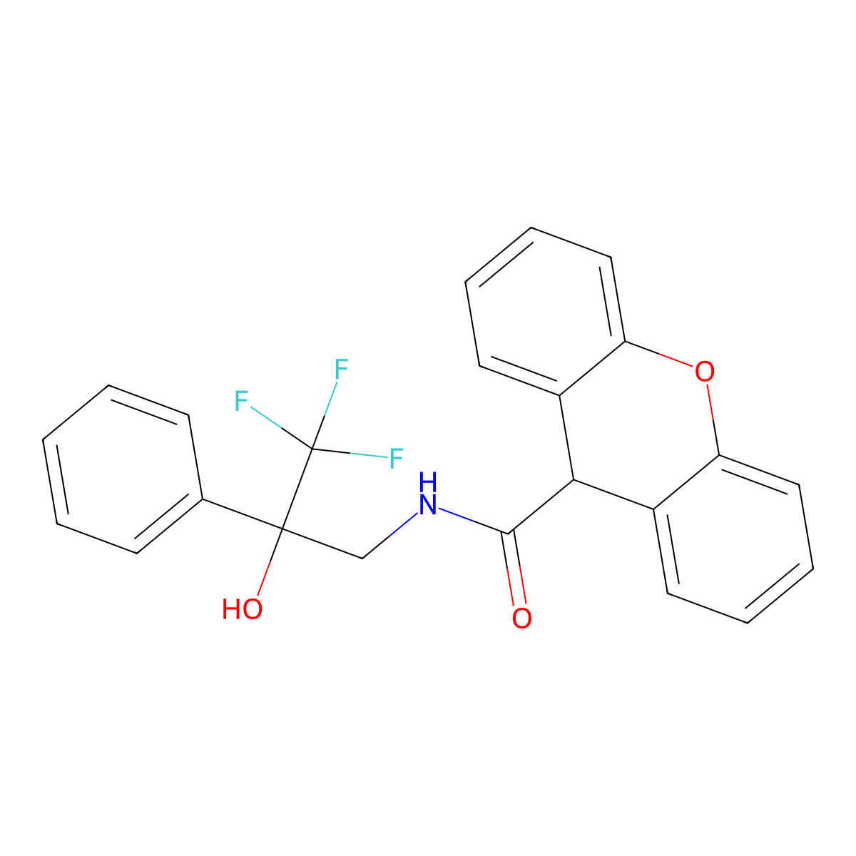 N-(3,3,3-trifluoro-2-hydroxy-2-phenylpropyl)-9H-xanthene-9-carboxamide molecular structure, CAS 1351654-52-8
