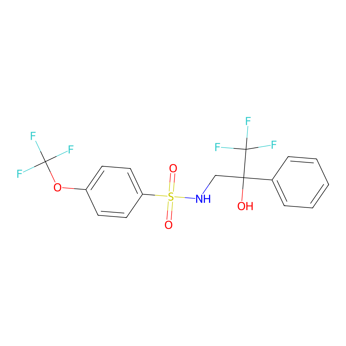 N-(3,3,3-trifluoro-2-hydroxy-2-phenylpropyl)-4-(trifluoromethoxy)benzenesulfonamide molecular structure, CAS 1351654-73-3