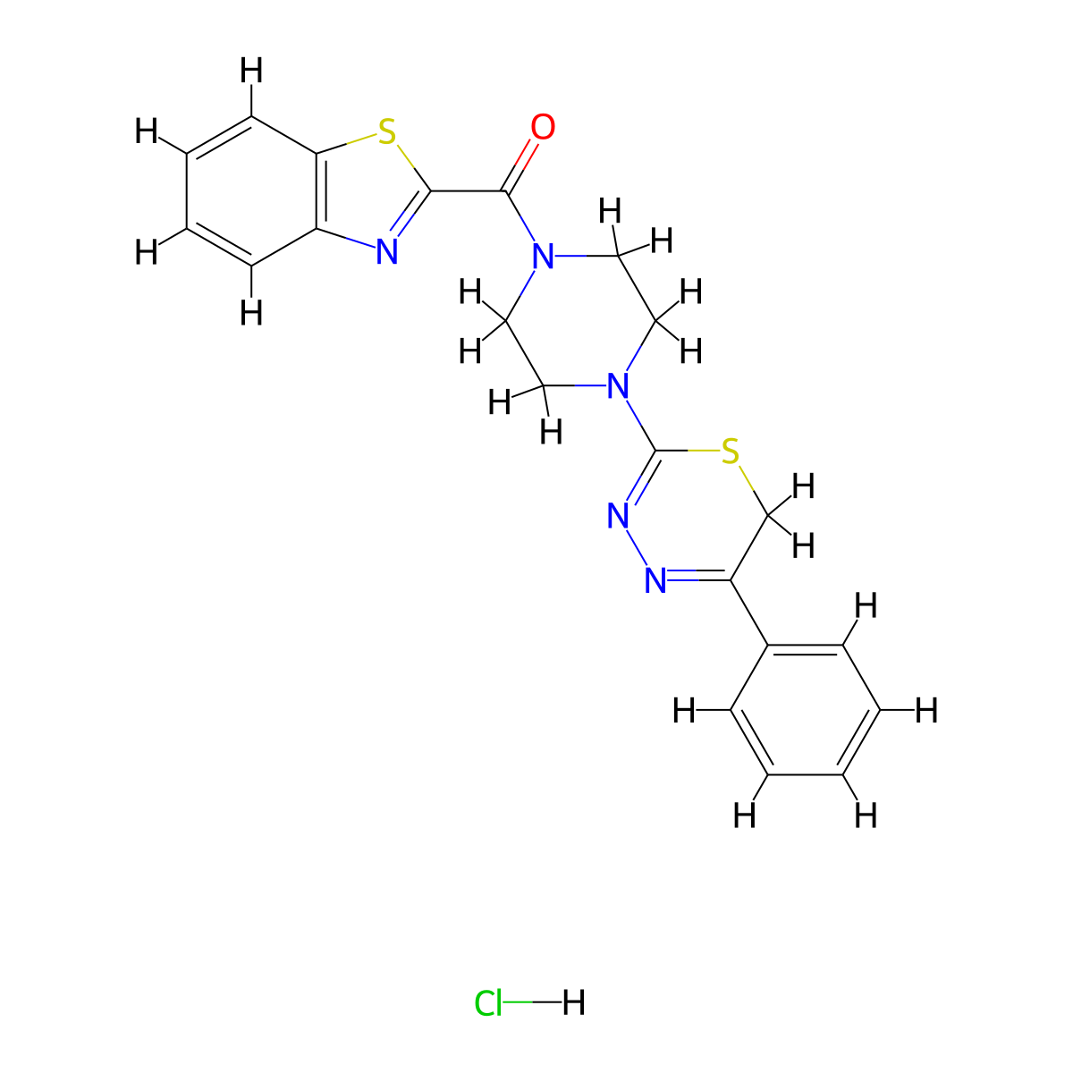 benzo[d]thiazol-2-yl(4-(5-phenyl-6H-1,3,4-thiadiazin-2-yl)piperazin-1-yl)methanone hydrochloride molecular structure, CAS 1351654-90-4