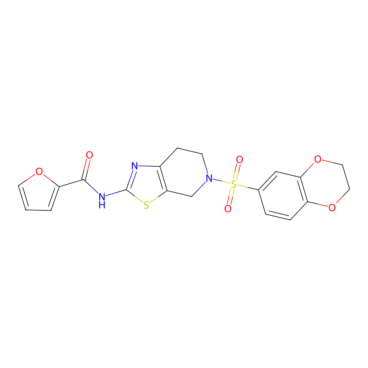 N-(5-((2,3-dihydrobenzo[b][1,4]dioxin-6-yl)sulfonyl)-4,5,6,7-tetrahydrothiazolo[5,4-c]pyridin-2-yl)furan-2-carboxamide molecular structure, CAS 1351655-08-7