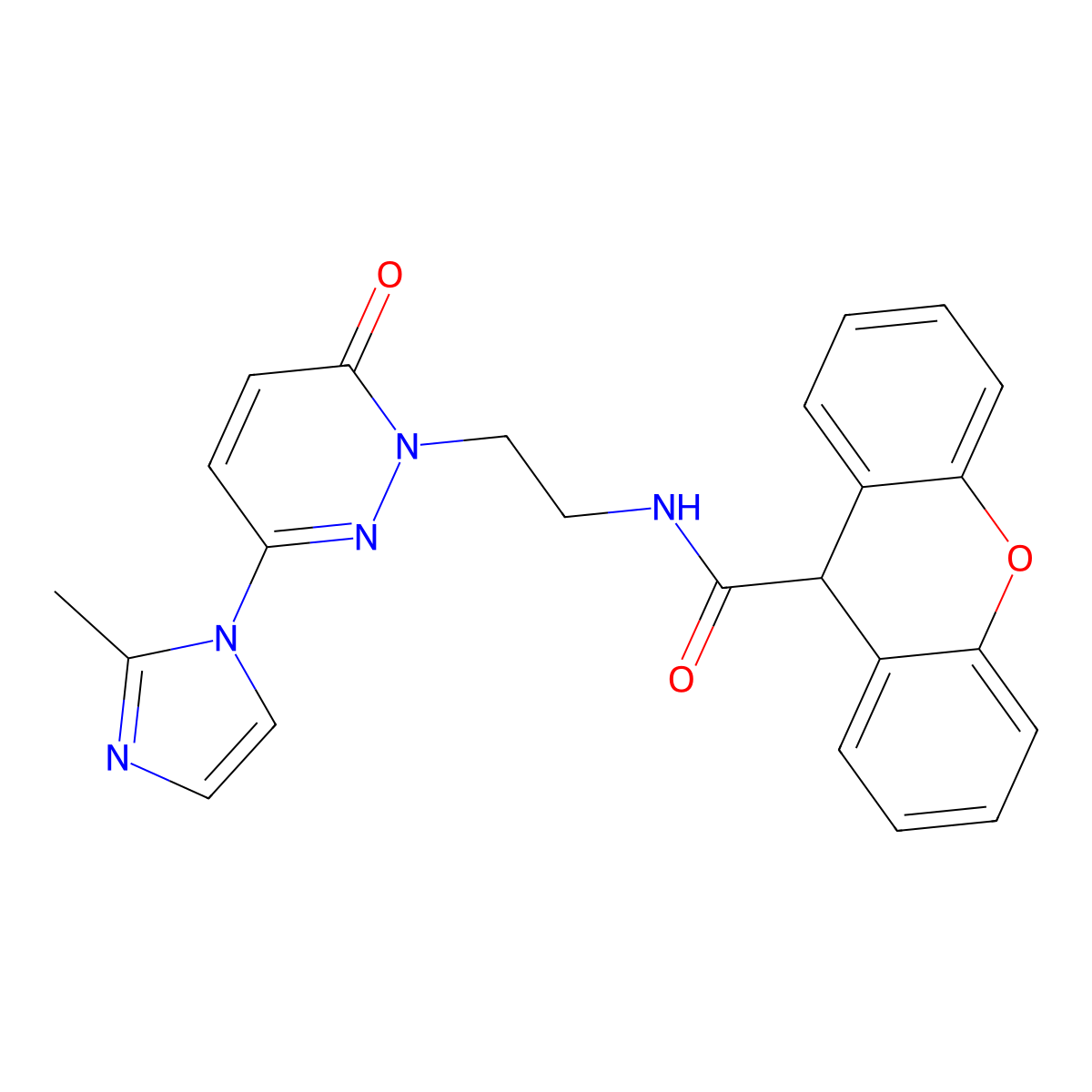 N-(2-(3-(2-methyl-1H-imidazol-1-yl)-6-oxopyridazin-1(6H)-yl)ethyl)-9H-xanthene-9-carboxamide molecular structure, CAS 1351655-16-7