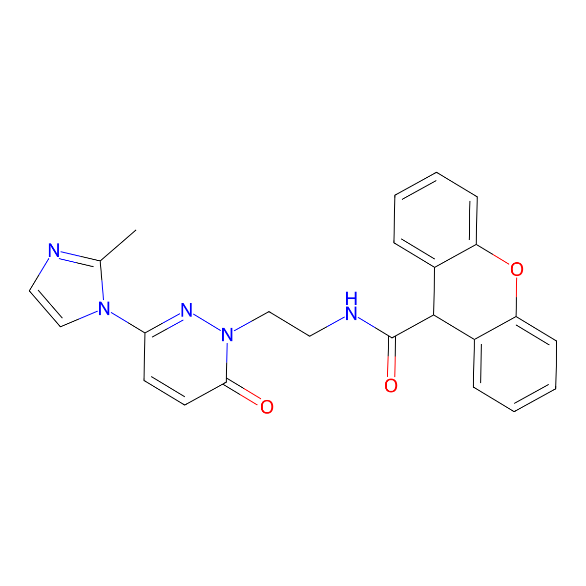 N-(2-(3-(2-methyl-1H-imidazol-1-yl)-6-oxopyridazin-1(6H)-yl)ethyl)-9H-xanthene-9-carboxamide molecular structure, CAS 1351655-16-7